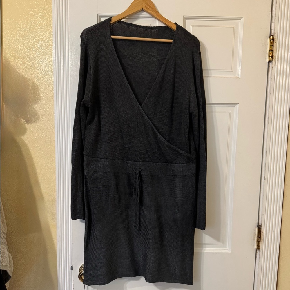 Elegant Gray Wrap Dress Size XL